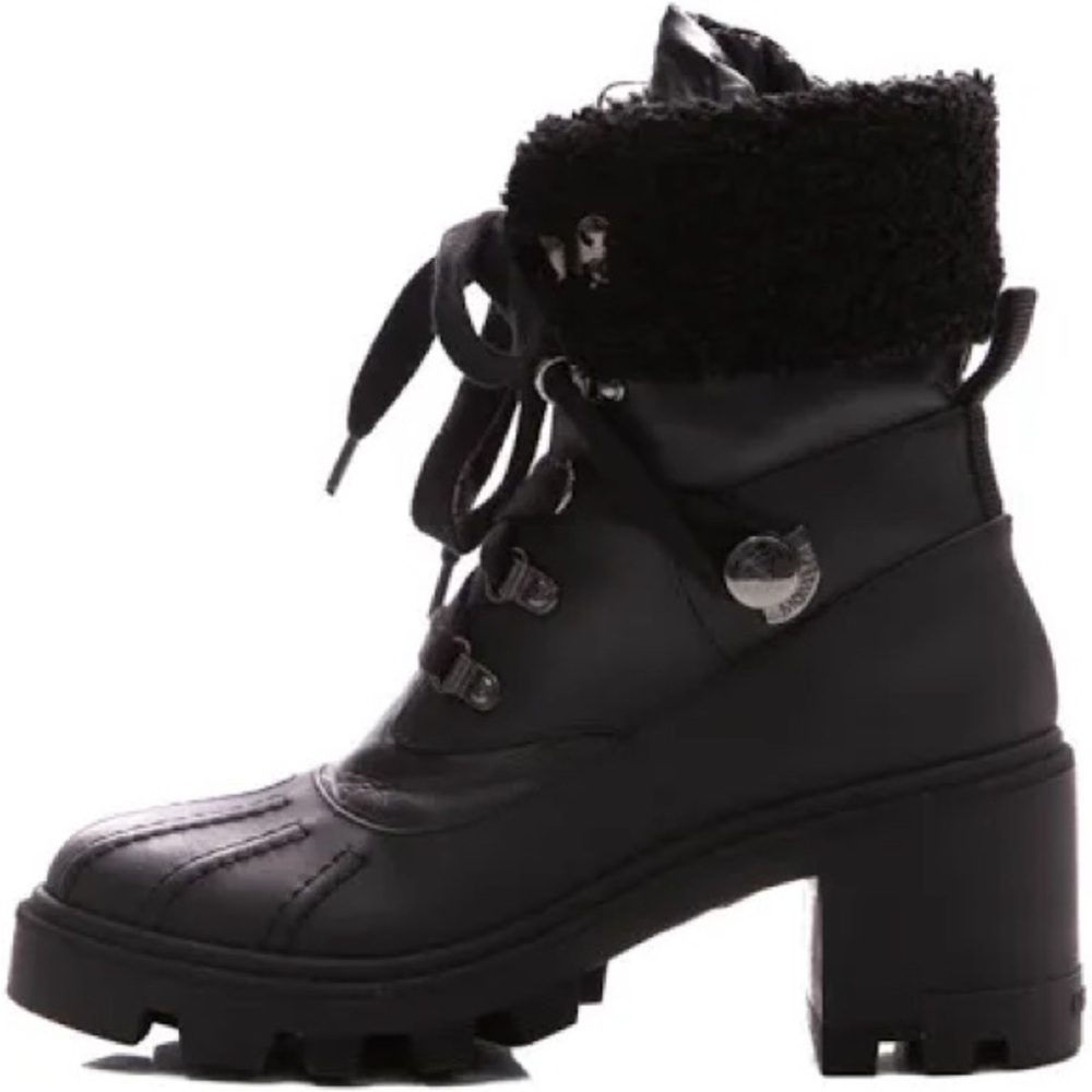 Authentic Moncler Corinne Leather And Faux Shearling Boots Sz-36/5.5